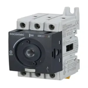 SOCOMEC 22003003 Rotary Disconnect Switch, Load Break Capable, 3-Pole, 600 VAC, 32A, 65Ka Sccr | CV8ATQ