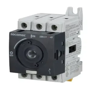 SOCOMEC 22003004 Rotary Disconnect Switch, Load Break Capable, 3-Pole, 600 VAC, 40A, 65Ka Sccr | CV8ATT