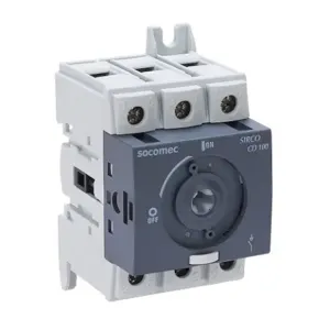 SOCOMEC 22003009 Rotary Disconnect Switch, Load Break Capable, 3-Pole, 600 VAC, 100A, 65Ka Sccr | CV8ATW