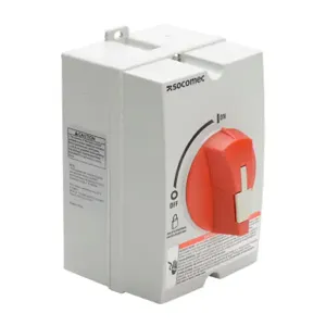 SOCOMEC 22143503 Rotary Enclosed Disconnect Switch, Load Break Capable, 3-Pole, 600 VAC, 30A, 65Ka Sccr | CV8AUA