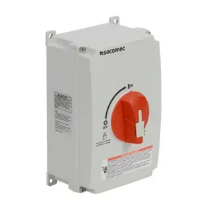 SOCOMEC 22243503 Rotary Enclosed Disconnect Switch, Load Break Capable, 3-Pole, 600 VAC, 30A, 65Ka Sccr | CV8AUB