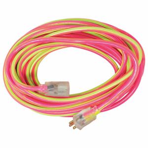 SOUTHWIRE COMPANY 2548SW0077 Extension Cord, 50 Ft Cord Length, 12 Awg Wire Size, 12/3, Pink/Lime Green | CU3CUZ 55CW66