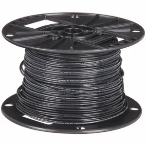 SOUTHWIRE COMPANY 26977906 Fixture Wire, 18 AWG Wire Size, 1 Conductors, Black, 500 ft Length, Solid, Nylon, Vinyl | CU3CWB 34A212