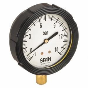 SPAN LFS-210-(1/0/15 BAR)-G Industrielles Verbundmanometer, 1 bis 0 bis 15 Bar, 2 1/2 Zoll Zifferblatt, flüssigkeitsgefüllt | CU3DLE 5NMZ8