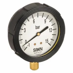 SPAN LFS-210-(1/0/15 BAR)-G Industrial Compound Gauge, 1 To 0 To 15 Bar, 2 1/2 Inch Dial, Liquid-Filled | CU3DLE 5NMZ8