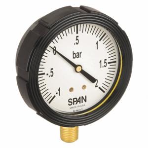 SPAN LFS-210-(1/0/2 BAR)-G Industrielles Verbundmanometer, 1 bis 0 bis 2 Bar, 2 1/2 Zoll Zifferblatt, flüssigkeitsgefüllt | CU3DFC 5NMZ4