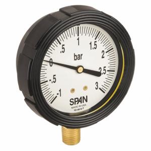 SPAN LFS-210-(1/0/3 BAR)-G Industrielles Verbundmanometer, 1 bis 0 bis 3 Bar, 2 1/2 Zoll Zifferblatt, flüssigkeitsgefüllt | CU3DFE 5NMZ5