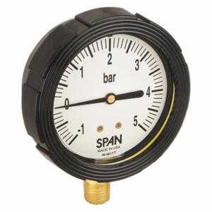 SPAN LFS-210-(1/0/5 BAR)-G Industrielles Verbundmanometer, 1 bis 0 bis 5 Bar, 2 1/2 Zoll Zifferblatt, flüssigkeitsgefüllt | CU3DFF 5NMZ6