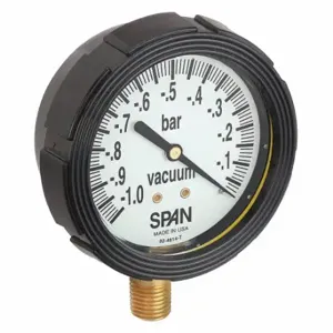 SPAN LFS-210-(-1 Bar)-G Industrial Vacuum Gauge, -1 To 0 Bar, 2 1/2 Inch Dial, Liquid-Filled, 1/4 Inch Npt Male | CU3DLF 5NMZ3