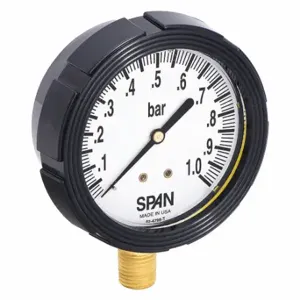 SPAN LFS-210-1 BAR-G Industrial Pressure Gauge, 0 To 1 Bar, 2 1/2 Inch Dial, Liquid-Filled, 1/4 Inch Npt Male | CU3DFP 5NNA5