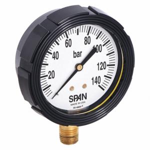 SPAN LFS-210-140 BAR-G Industrie-Manometer, 0 bis 140 Bar, 2 1/2 Zoll Zifferblatt, flüssigkeitsgefüllt, 1/4 Zoll NPT-Außengewinde | CU3DGD 5NNC1