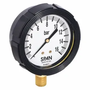 SPAN LFS-210-16 BAR-G Industrial Pressure Gauge, 0 To 16 Bar, 2 1/2 Inch Dial, Liquid-Filled, 1/4 Inch Npt Male | CU3DGJ 5NNA4