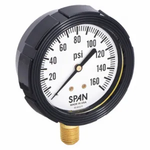 SPAN LFS-210-160-G-KEMX Pressure Gauge With Internal Seal, 0 To 160 PSI, Lfs-210, 2 1/2 Inch Dial, Buna-N, Brass | CU3DKJ 5NMY1