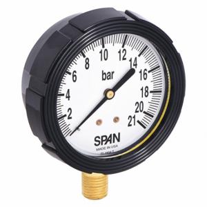SPAN LFS-210-21 BAR-G Industrie-Manometer, 0 bis 21 Bar, 2 1/2 Zoll Zifferblatt, flüssigkeitsgefüllt, 1/4 Zoll NPT-Außengewinde | CU3DGZ 5NNA6