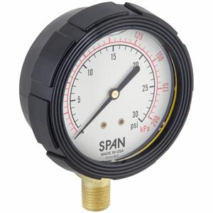 SPAN LFS-210-30-PSI/KPA-G Industrial Pressure Gauge, 0 To 30 PSI, 2 1/2 Inch Dial, Liquid-Filled, 1/4 Inch Npt Male | CU3DHL 442Y91