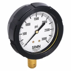 SPAN LFS-210-3000-G-KEMX Pressure Gauge With Internal Seal, 0 To 3000 Psi, Lfs-210, 2 1/2 Inch Dial, Buna-N, Brass | CU3DKM 5NMY9