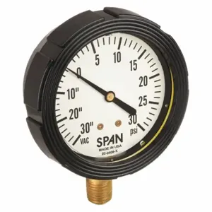 SPAN LFS-210-30Hg/30PSI-G-KEMX Compound Gauge, 30 To 0 To 30 Inch Hg/PSI, Lfs-210, 2 1/2 Inch Dial, Buna-N | CU3DKY 5NMX2