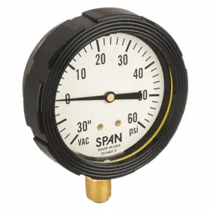 SPAN LFS-210-30Hg/60PSI-G-KEMX Compound Gauge, 30 To 0 To 60 Inch Hg/PSI, Lfs-210, 2 1/2 Inch Dial, Buna-N | CU3DFA 5NMX3