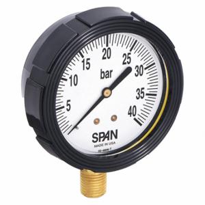 SPAN LFS-210-40 BAR-G Industrie-Manometer, 0 bis 40 Bar, 2 1/2 Zoll Zifferblatt, flüssigkeitsgefüllt, 1/4 Zoll NPT-Außengewinde | CU3DHW 5NNA8