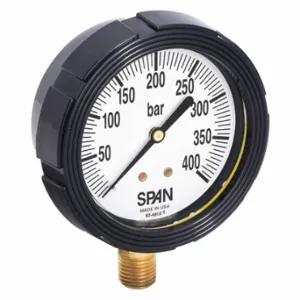 SPAN LFS-210-400 BAR-G Industrial Pressure Gauge, 0 To 400 Bar, 2 1/2 Inch Dial, Liquid-Filled, 1/4 Inch Npt Male | CU3DHX 5NNC4