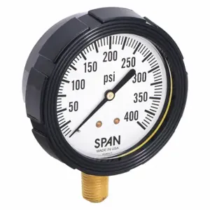 SPAN LFS-210-400-G-KEMX Pressure Gauge With Internal Seal, 0 To 400 PSI, Lfs-210, 2 1/2 Inch Dial, Buna-N, Brass | CU3DKQ 5NMY4