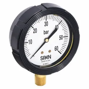 SPAN LFS-210-60 BAR-G Industrial Pressure Gauge, 0 To 60 Bar, 2 1/2 Inch Dial, Liquid-Filled, 1/4 Inch Npt Male | CU3DJM 5NNA9