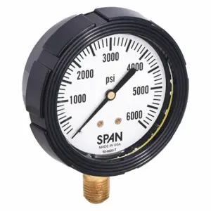 SPAN LFS-210-6000-G-KEMX Pressure Gauge With Internal Seal, 0 To 6000 Psi, Lfs-210, 2 1/2 Inch Dial, Buna-N, Brass | CU3DKT 5NMZ1