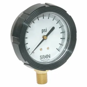 SPAN LFS-210-1000-G-KEMX Pressure Gauge With Internal Seal, 0 To 1000 Psi, Lfs-210, 2 1/2 Inch Dial, Buna-N, Brass | CU3DKE 5NMY6