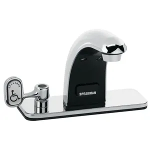 SPEAKMAN S-8718-CA-E Faucet, Battery Powered Sensor, With 4 Inch Deck Plate | CE2AVJ