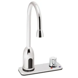 SPEAKMAN S-9212-CA-E Faucet, Powered Sensor, With 4 Inch Deck Plate, Above Counter Mech Mixer | CE2AWN