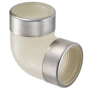 SPEARS VALVES 4808-005SR 90 Deg. Elbow, With SS Ring, FPT x FPT, 1/2 Size, Polypropylene | BU6YAC