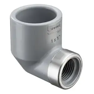 SPEARS VALVES 807-101CSR Reducer Elbow, 90 Deg., Schedule 80, Socket x FPT, 3/4 x 1/2 Size, CPVC | BU7AJG