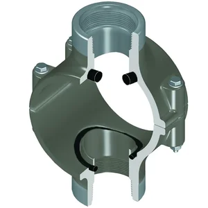 SPEARS VALVES 869-338SR Special Reinforced Clamp-On Saddle, Double Outlet, EPDM, Zinc, 3 x 2 Inch Size, PVC | BU7GQT