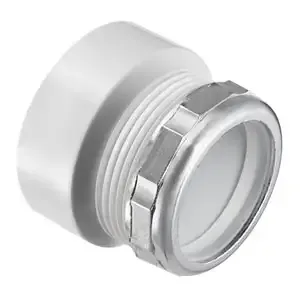 SPEARS VALVES P104X-020 Drain Waste Vent Female Trap Adapter, With Chrome Nut, Hub x Slip, 2 Size, PVC | BU7ZPG