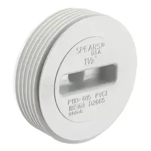 SPEARS VALVES P110-060 Drain Waste Vent Flush Cleanout Plug, MPT, 6 Size, PVC | BU7NYY