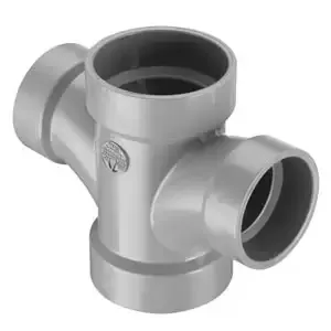 SPEARS VALVES P429-251C Double Sanitary Tee, Reducer, All Hub, 2 x 2 x 1-1/2 x 1-1/2 Size, CPVC | BU8ALD