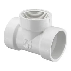 SPEARS VALVES P445-060 Drain Waste Vent Flush Cleanout Tee, Hub x Hub x FPT, 6 Size, PVC | BU7NZA