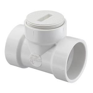SPEARS VALVES P445X-015 Drain Waste Vent Flush Cleanout Tee, With Plug, Hub x Hub x FPT, 1-1/2 Size, PVC | BU8AQQ
