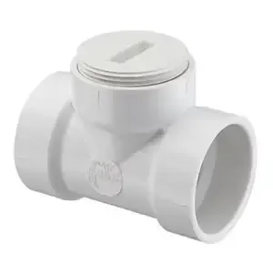 SPEARS VALVES P445X-040 Drain Waste Vent Flush Cleanout Tee, With Plug, Hub x Hub x FPT, 4 Size, PVC | BU8AQM