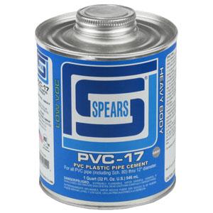 SPEARS VALVES PVC17G-030 PVC Cement, Heavy Body, Gray, Quart, PVC | BY3NCA