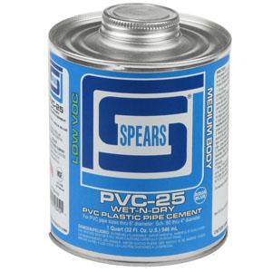 SPEARS VALVES PVC25B-005 PVC Cement, Medium Body, Aqua Blue, 1/4 Pint, PVC | BY3NCR