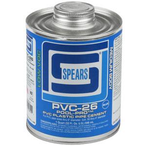 SPEARS VALVES PVC26B-030 PVC Cement, Medium Body, Blue, Quart, PVC | BY3NCY