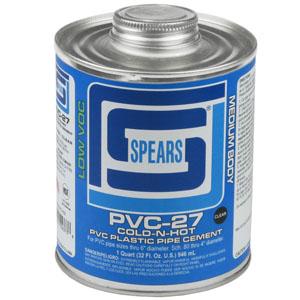 SPEARS VALVES PVC27C-030 PVC-Zement, mittlerer Körper, klar, Quart, PVC | BY3NDD