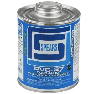 SPEARS VALVES PVC27C-030 PVC Cement, Medium Body, Clear, Quart, PVC | BY3NDD