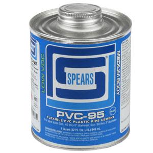 SPEARS VALVES PVC95B-030 PVC Cement, Medium Body, Blue, Quart, PVC | BY3NDV