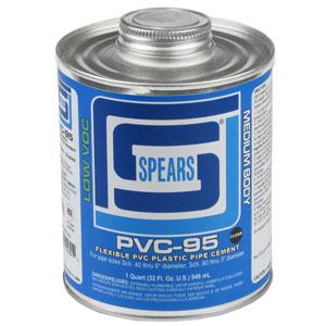 SPEARS VALVES PVC95C-005 PVC Cement, Medium Body, Clear, 1/4 Pint, PVC | BY3NDG