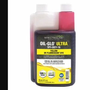 SPECTROLINE SPI-OGY-16 Fluorescent Leak Detection Dye, 16 oz., For Oil Based Fluid, Glows Yellow | CF2DFY 55NH98