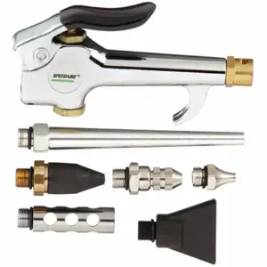 SPEEDAIRE 52CF65 Air Gun Kit, Thumb-Lever Grip, Zinc, 1/4 Inch NPT Female, 7 Nozzle, Std | CU4BEF