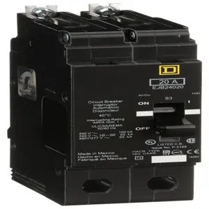 SQUARE D EJB24020 Bolt On Circuit Breaker Ejb 20 Amp 480vac 2p 65kaic@480v | AG8NDJ