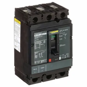 SQUARE D HDL36100 Circuit Breaker, 100A, 3 Pole, 600VAC, 14KA, Thermal Magnetic | AF6PRN 1MAV4